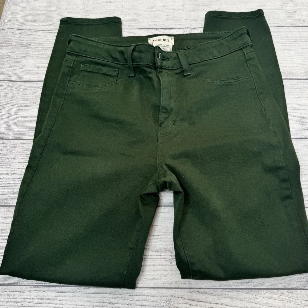L'Agence Margot Skinny High Rise Jeans Moss Green Size 27